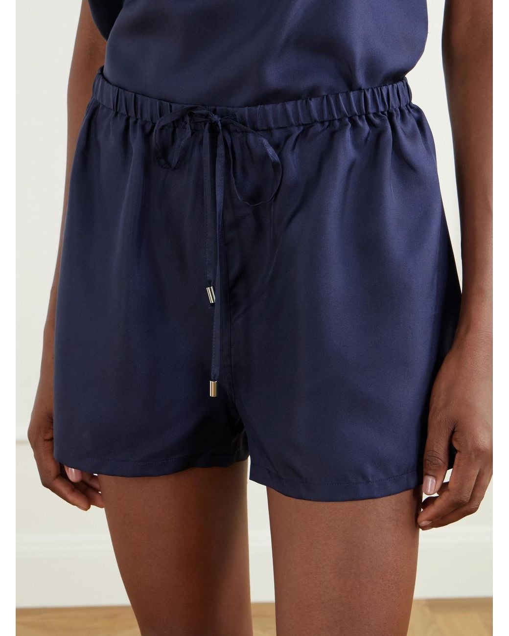 Comme Si Blue Everyday Cami Silk-Twill Shorts