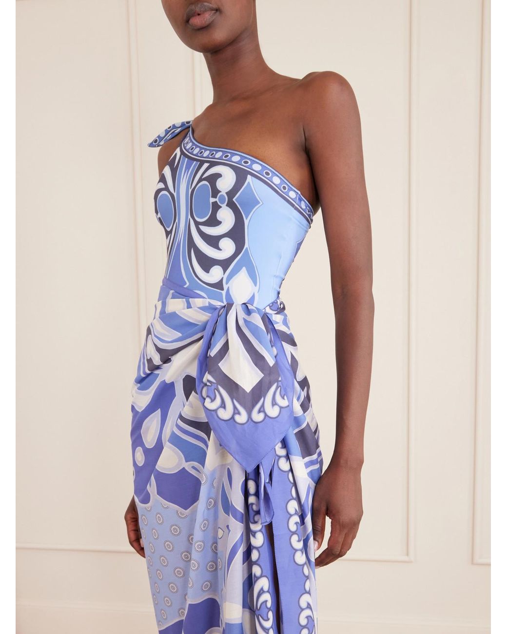 LaDoubleJ Blue Printed Cotton-Voille Pareo