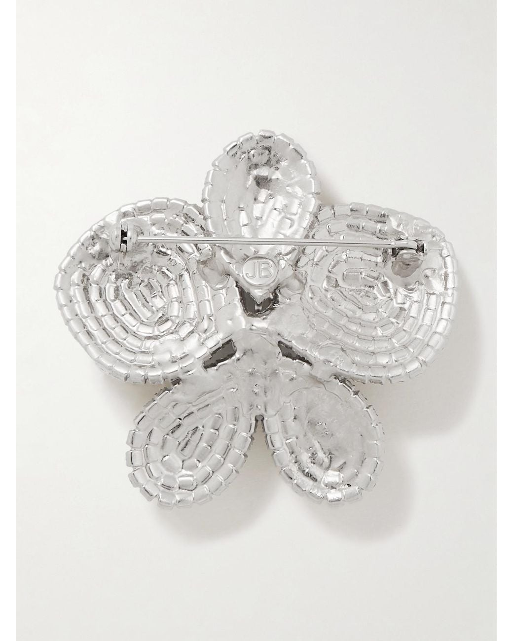 Jennifer Behr White Kiarra Rhodium-Plated Crystal Brooch