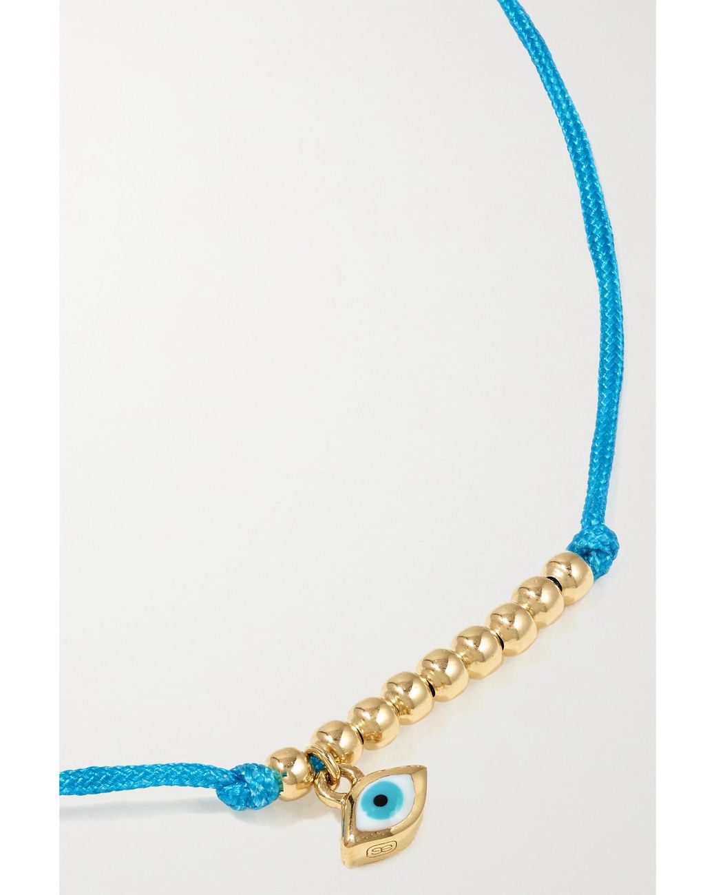 Sydney Evan Blue Evil Eye 14-Karat, Cord And Enamel Bracelet
