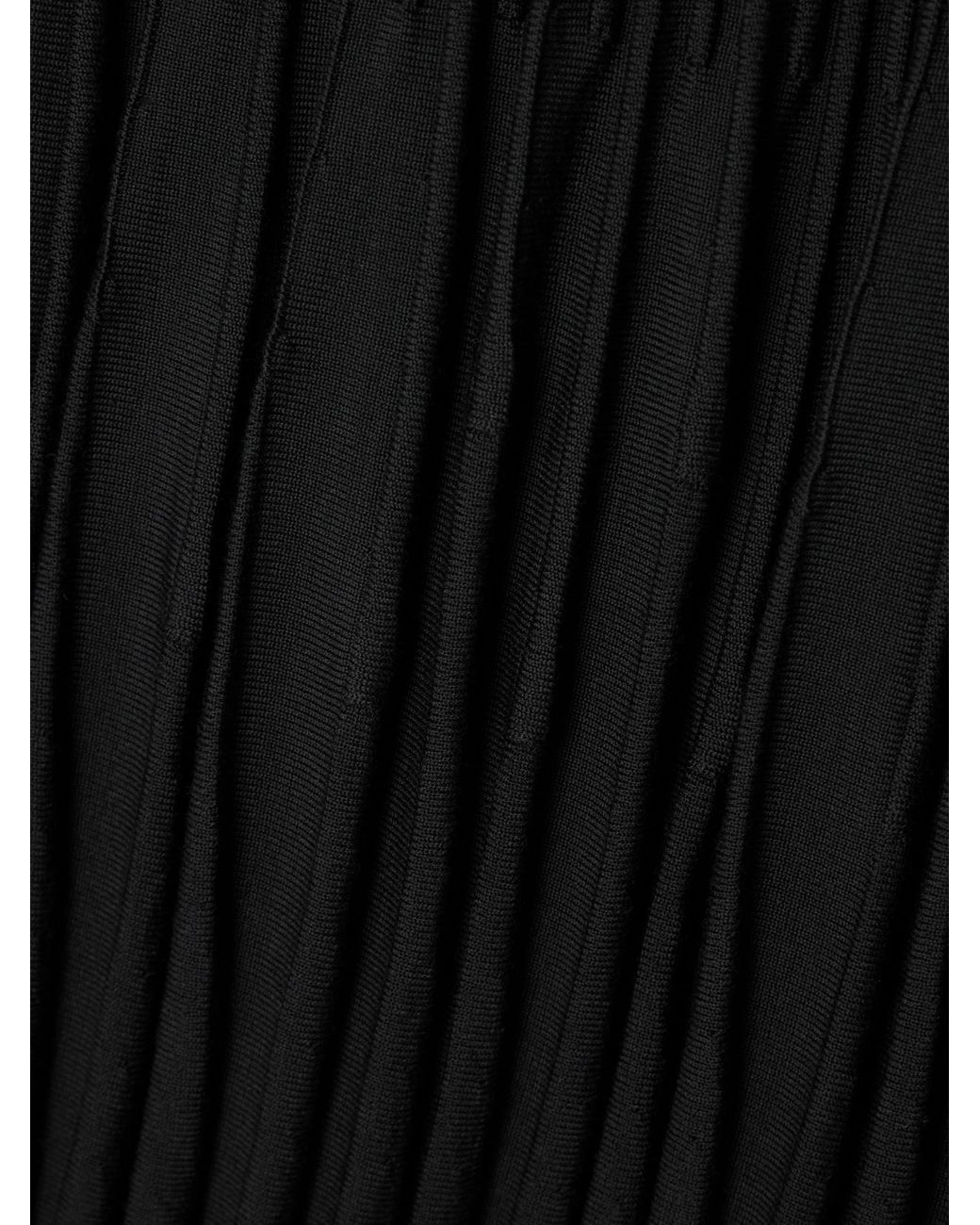 Alaïa Black Pleated Wool Midi Skirt