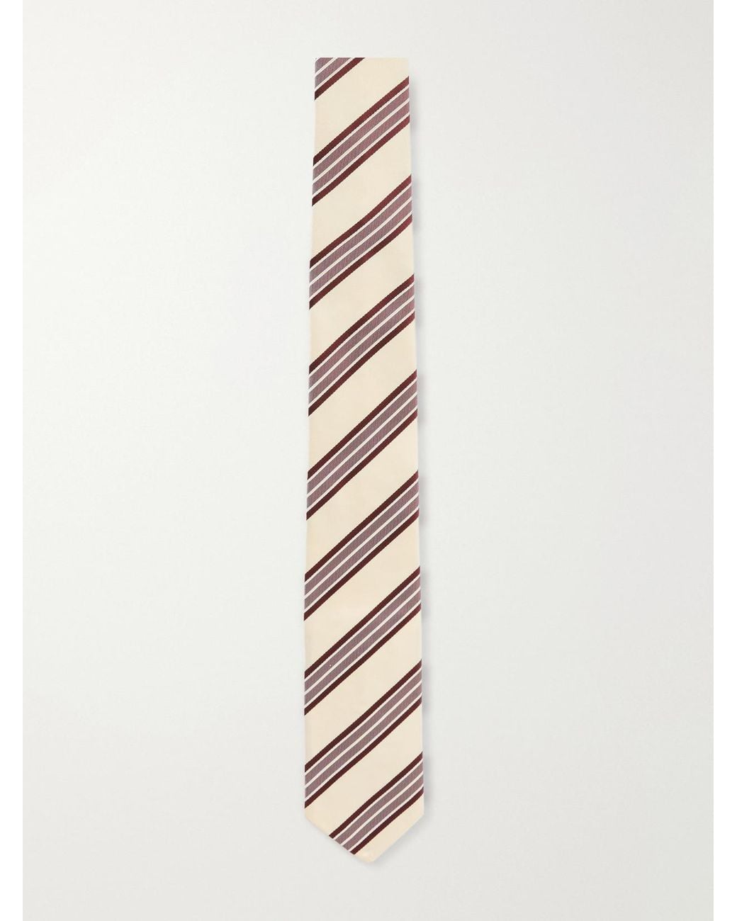 Dries Van Noten White Striped Silk-Jacquard Tie