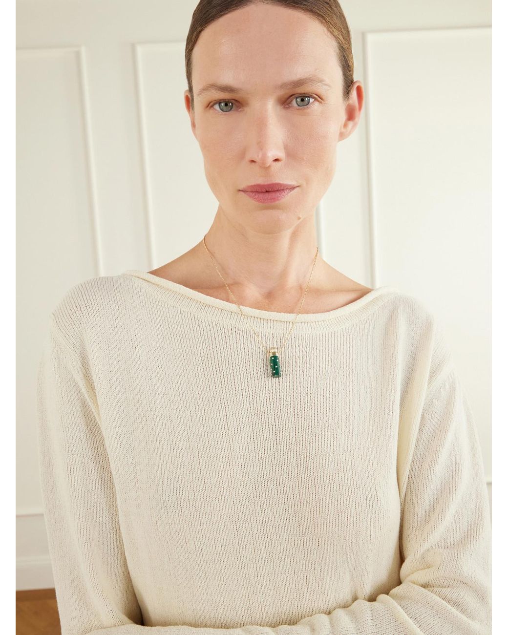 Yvonne Léon Natural Petit Vase 9-Karat, Malachite And Diamond Necklace