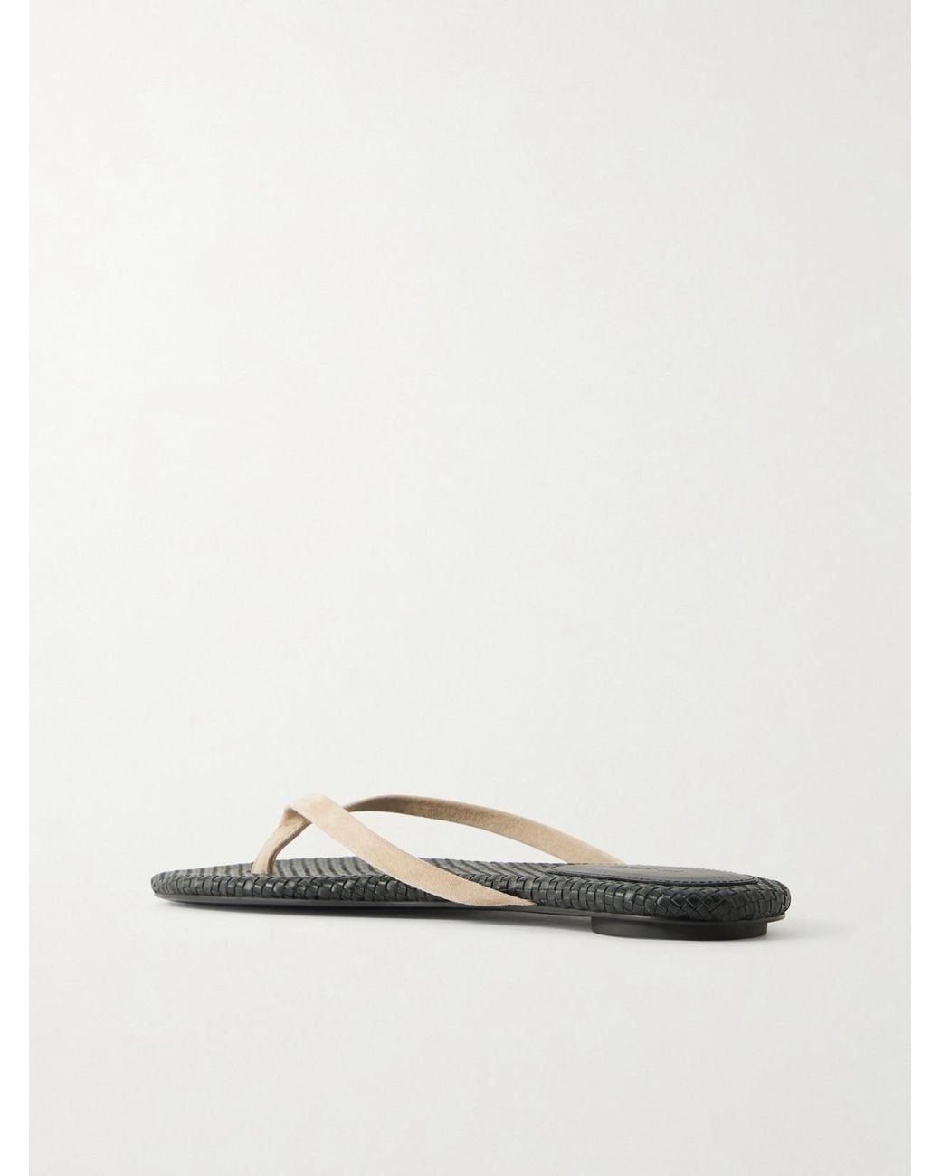 St. Agni White Suede Woven Flip Flop