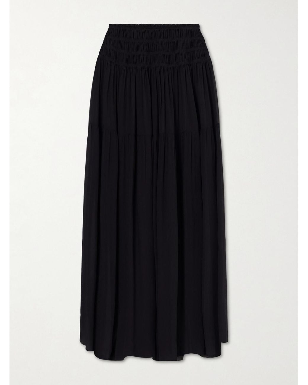 Eres Black Midnight Shirred Muslin Maxi Skirt
