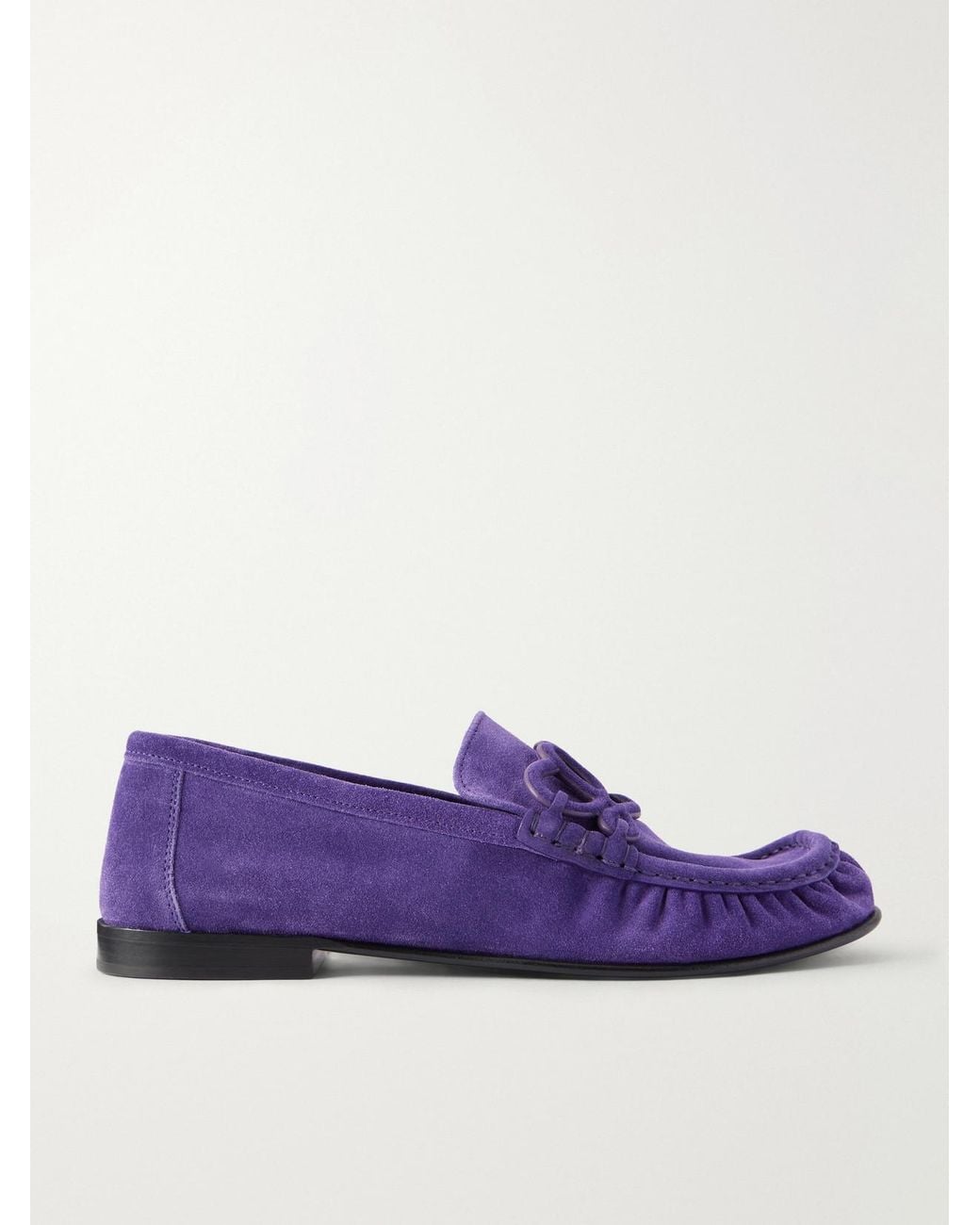 Loewe Purple Double L Suede Loafers