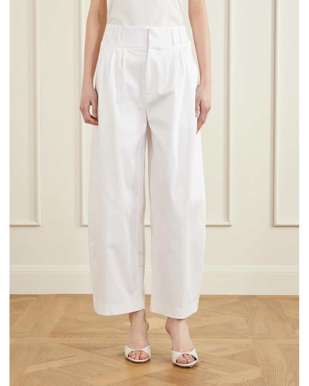 Altuzarra White Wilson Pleated Cotton Wide-Leg Pants