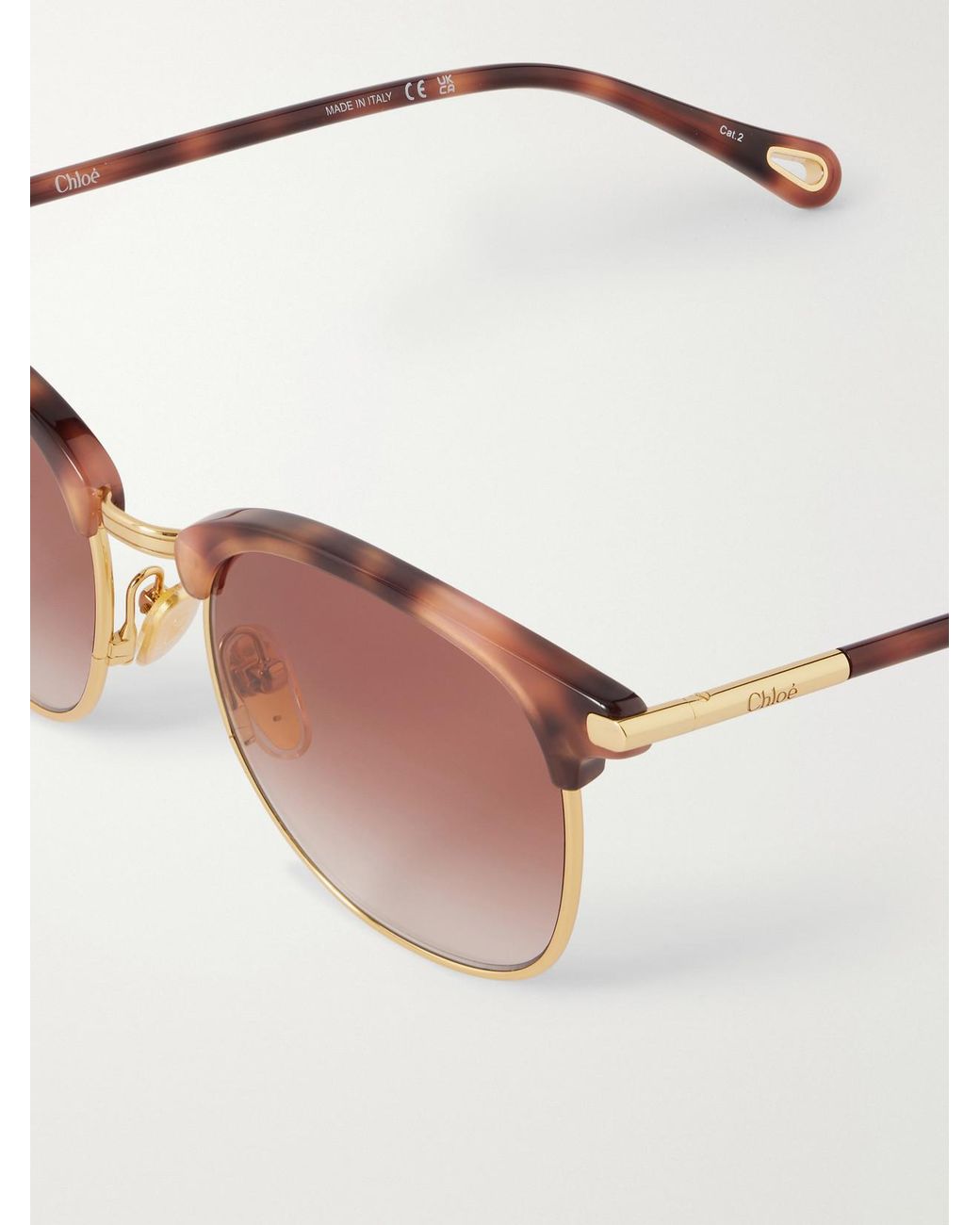 Chloé Pink Tubolar D-Frame Acetate And-Tone Sunglasses