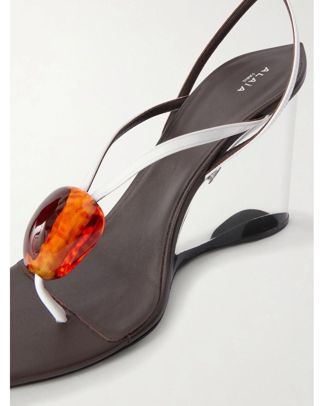 Alaïa White Invisible 90 Embellished Leather Sandals