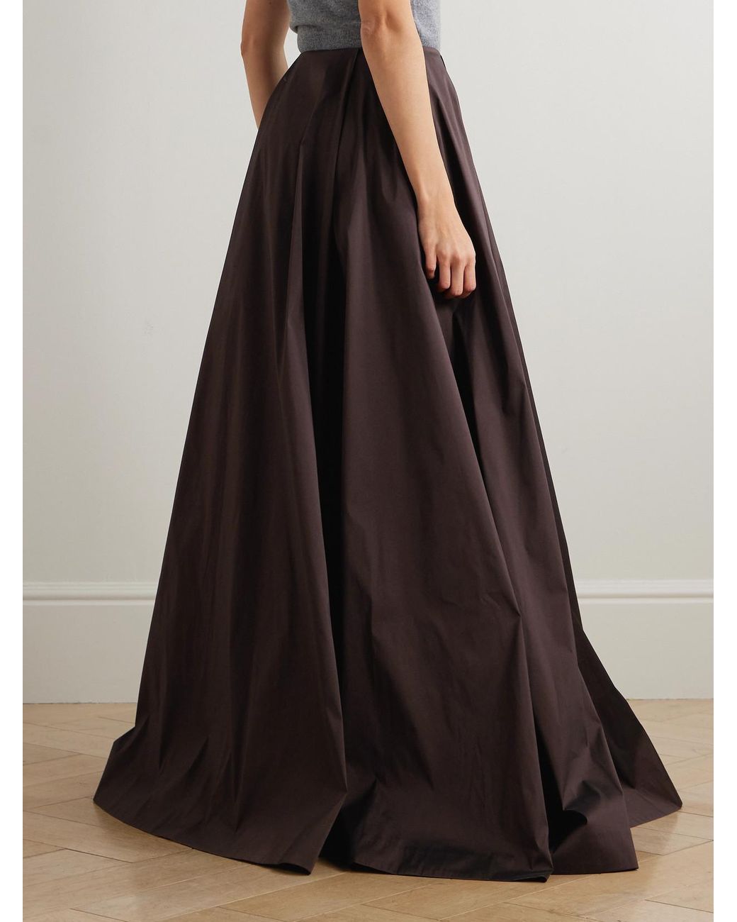 BERNADETTE Brown Kennedy Taffeta Maxi Skirt