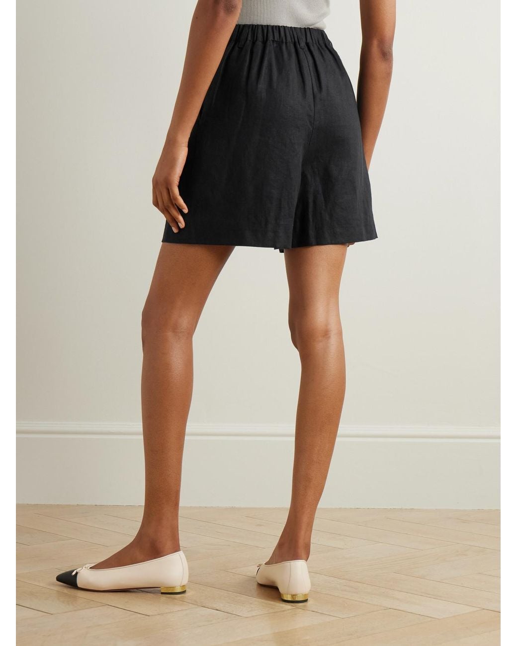Posse Black Marchello Pleated Linen Shorts