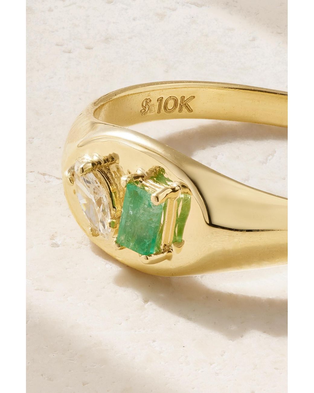 Color Merchants 10k Yellow Gold Oval Emerald And Diamond Ring R2205-05 -  Bella Jule Fine Jewelry