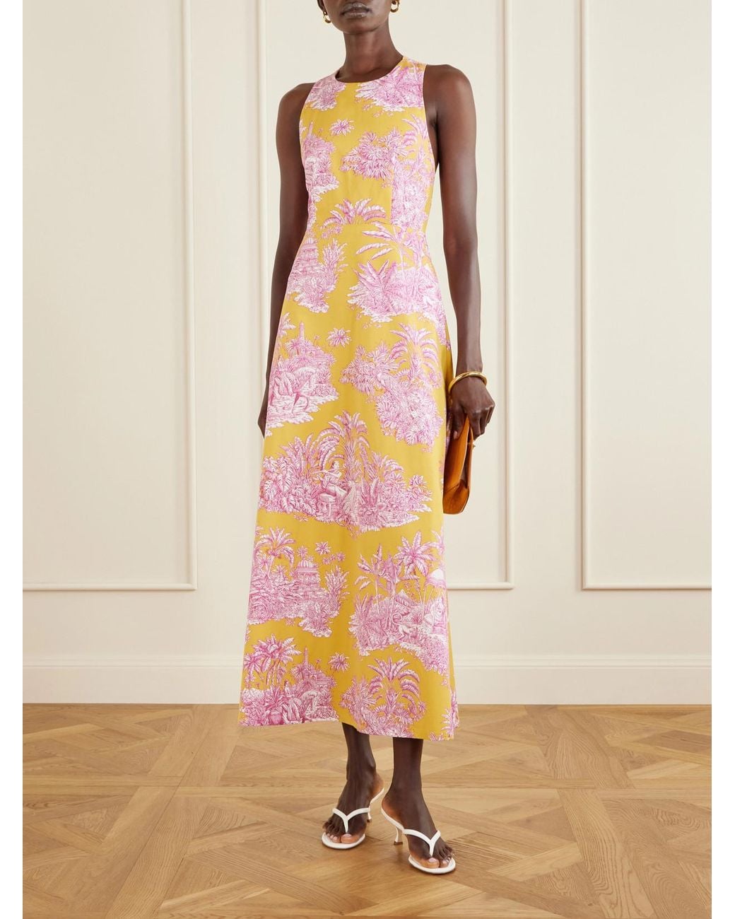 Marta Ferri White Colonna Printed Cotton Maxi Dress