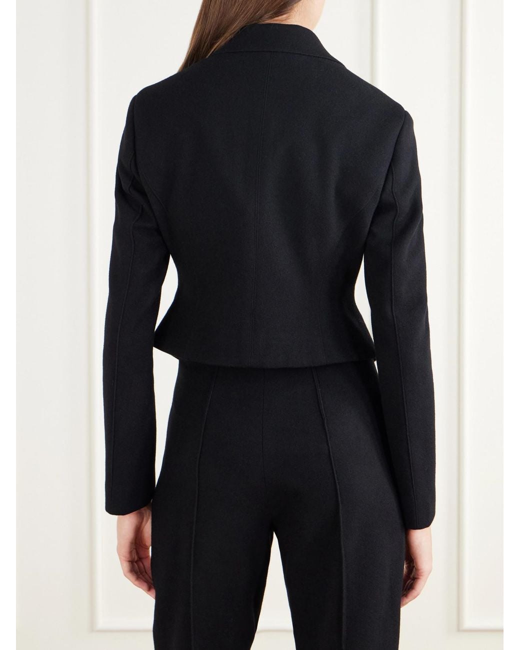 Alaïa Black Cropped Wool-Felt Blazer