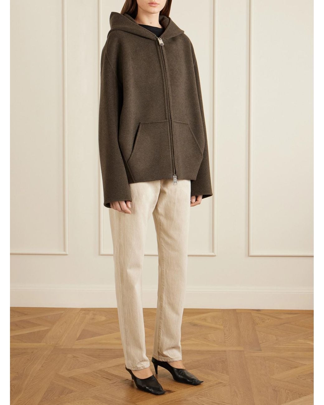 Khaite Brown Dolem Hooded Wool Zip-Up Jacket
