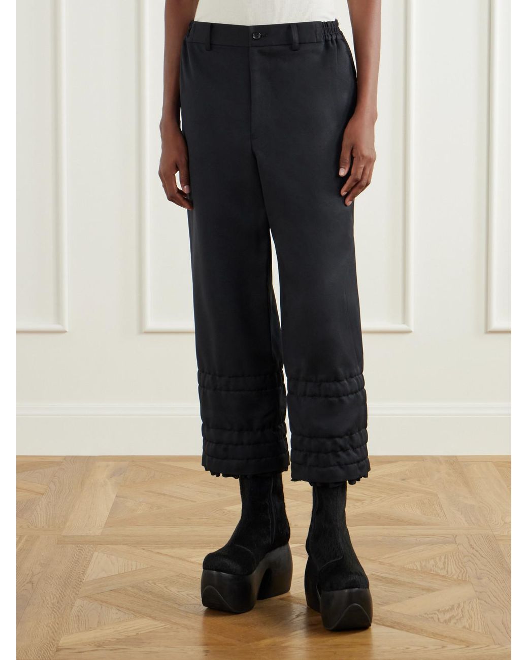 Comme des Garçons Blue Ruffled-Trimmed Twill Wide-Leg Pants