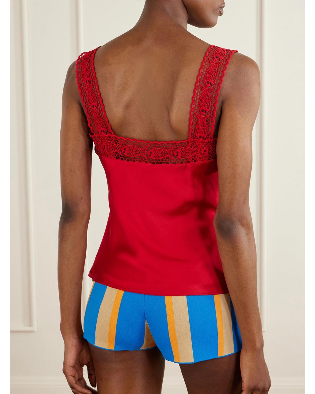 Staud Red Da Adolfo Collection Veronica Silk-Satin Tank