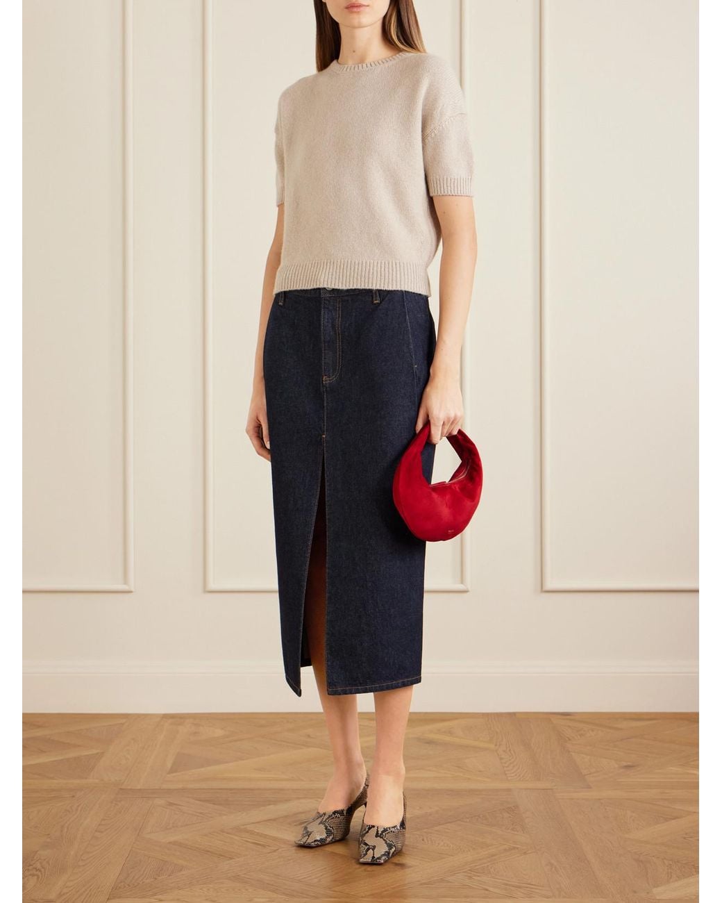 Khaite Red Olivia Mini Suede Top-Handle Bag