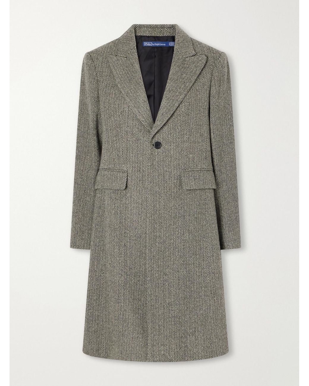Polo Ralph Lauren Gray Herringbone Wool-Blend Twill Coat