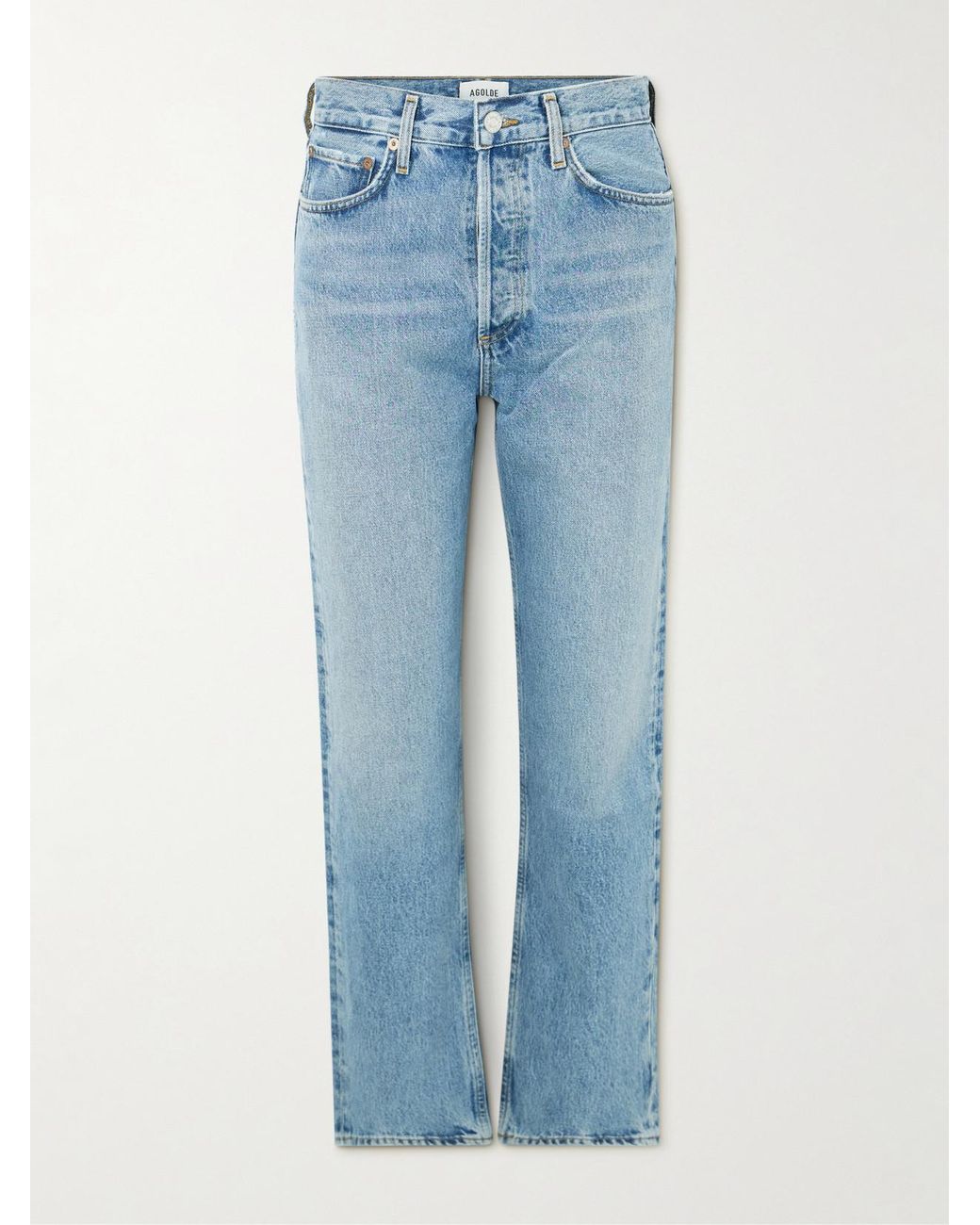 Agolde Blue 90's Pinch Waist High-Rise Straight-Leg Jeans