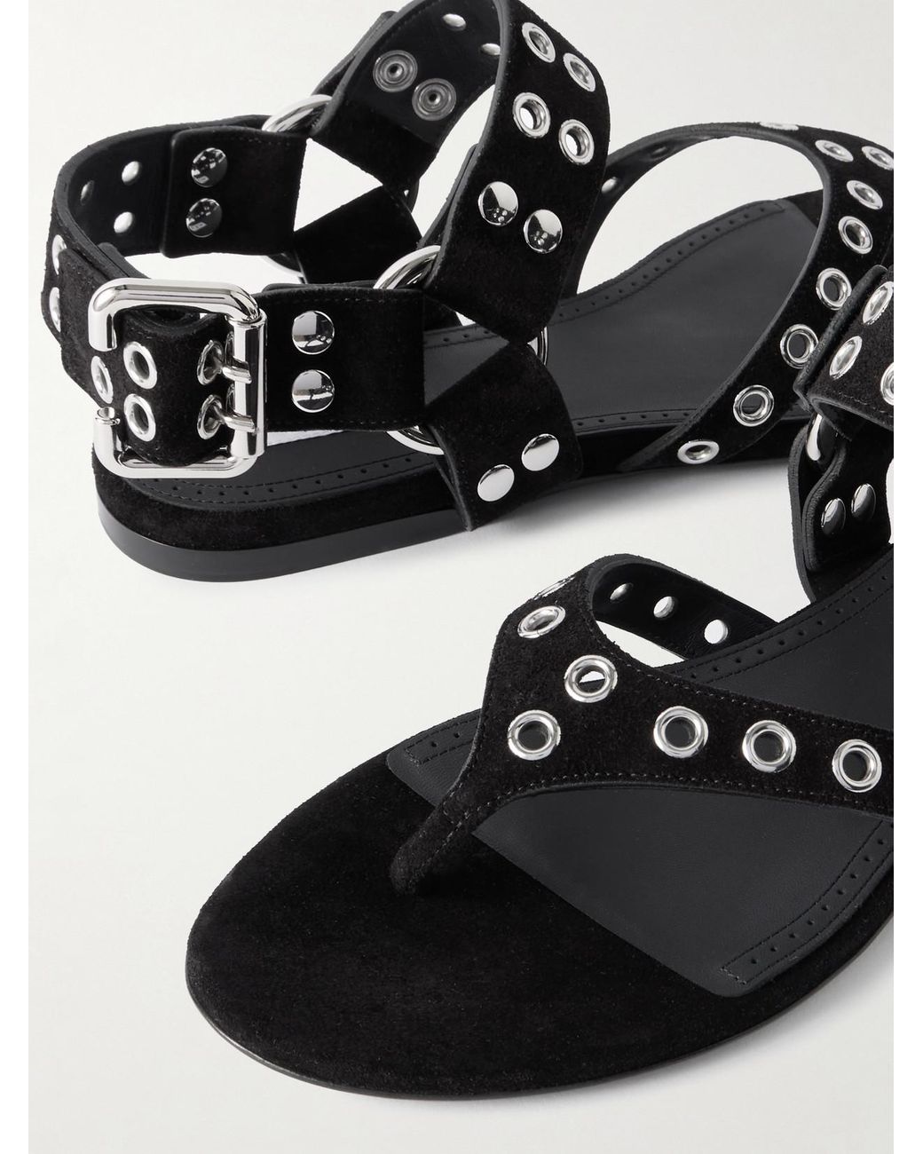 Alaïa Black Embellished Suede Sandals