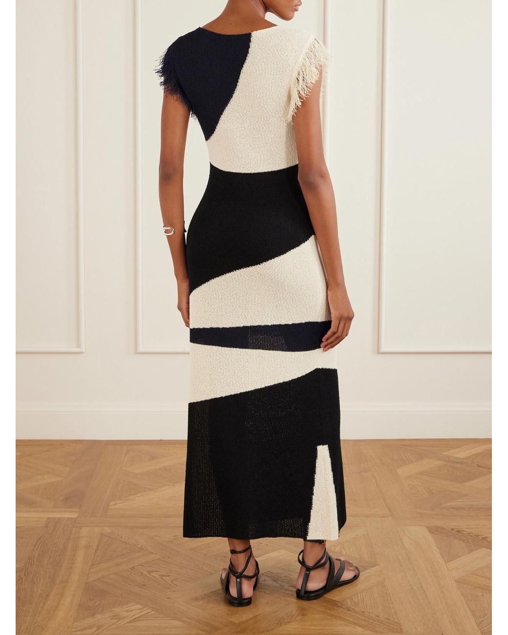 Proenza Schouler White Saskia Intarsia-Knit Woven Midi Dress
