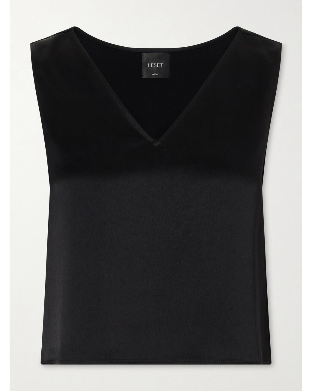 Leset Black Barb Satin Tank Top