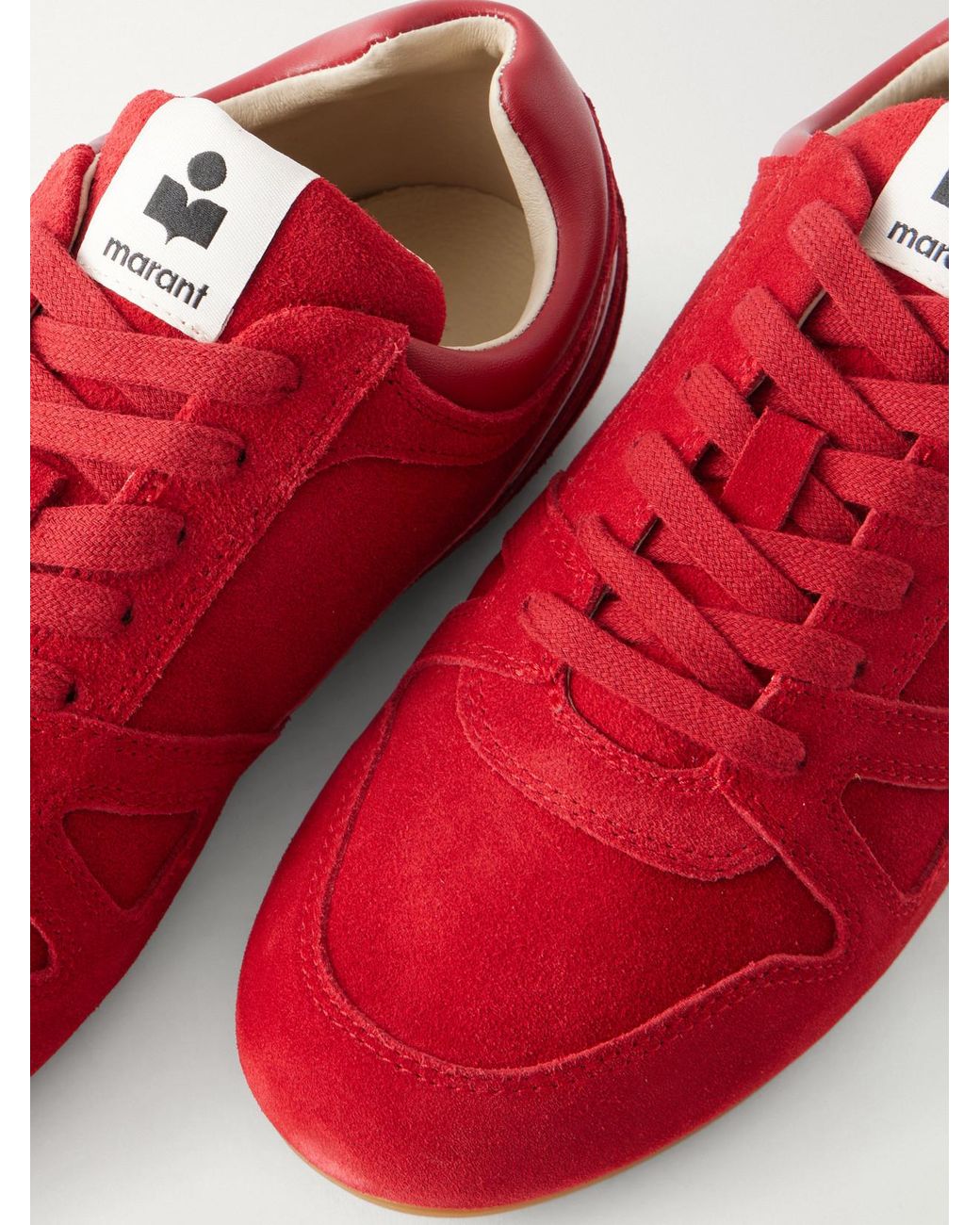 Isabel Marant Red Senny Perforated Suede Sneakers