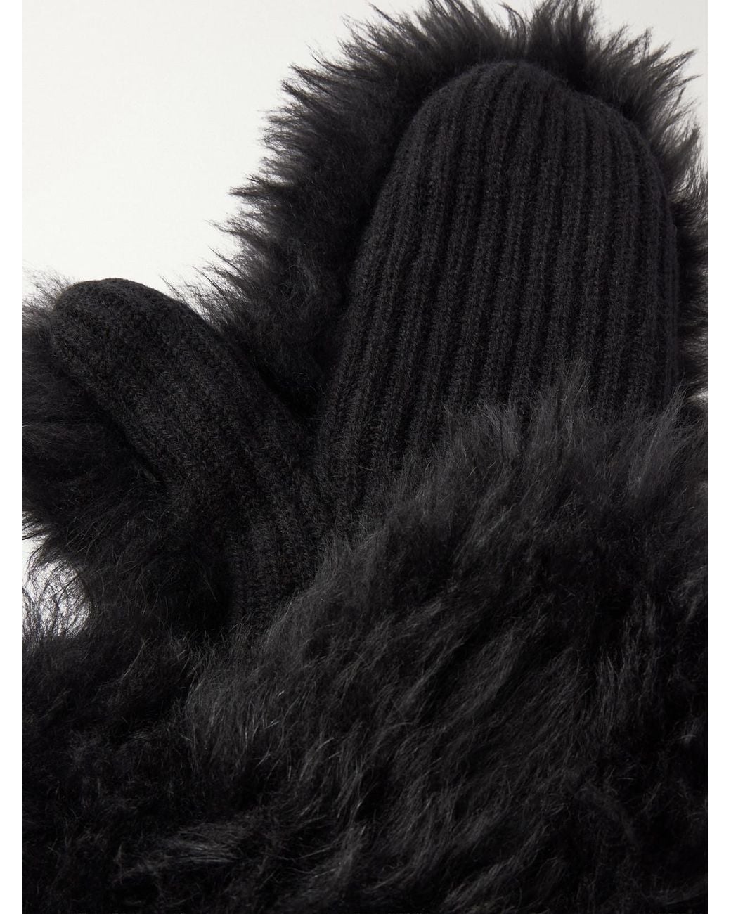 Yves Salomon Black Shearling Wool And Cashmere-Blend Gloves