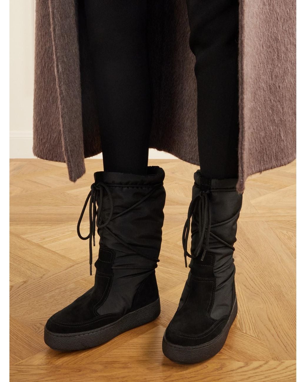 Moon Boot Black Ltrack Legacy Suede-Trimmed Nylon Knee Boots