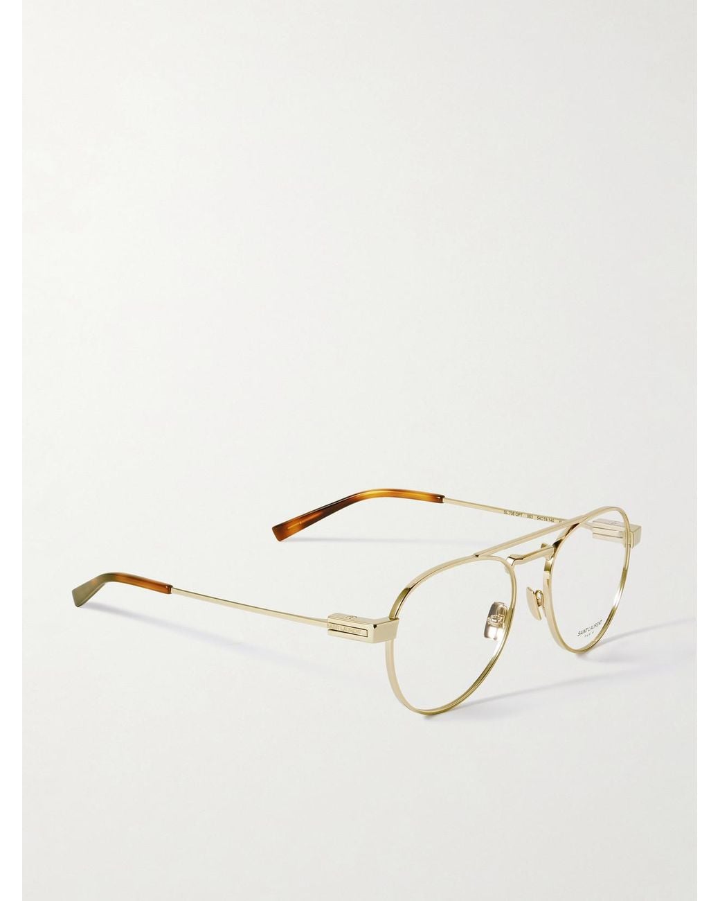 Saint Laurent Natural Aviator-Style-Tone Optical Glasses