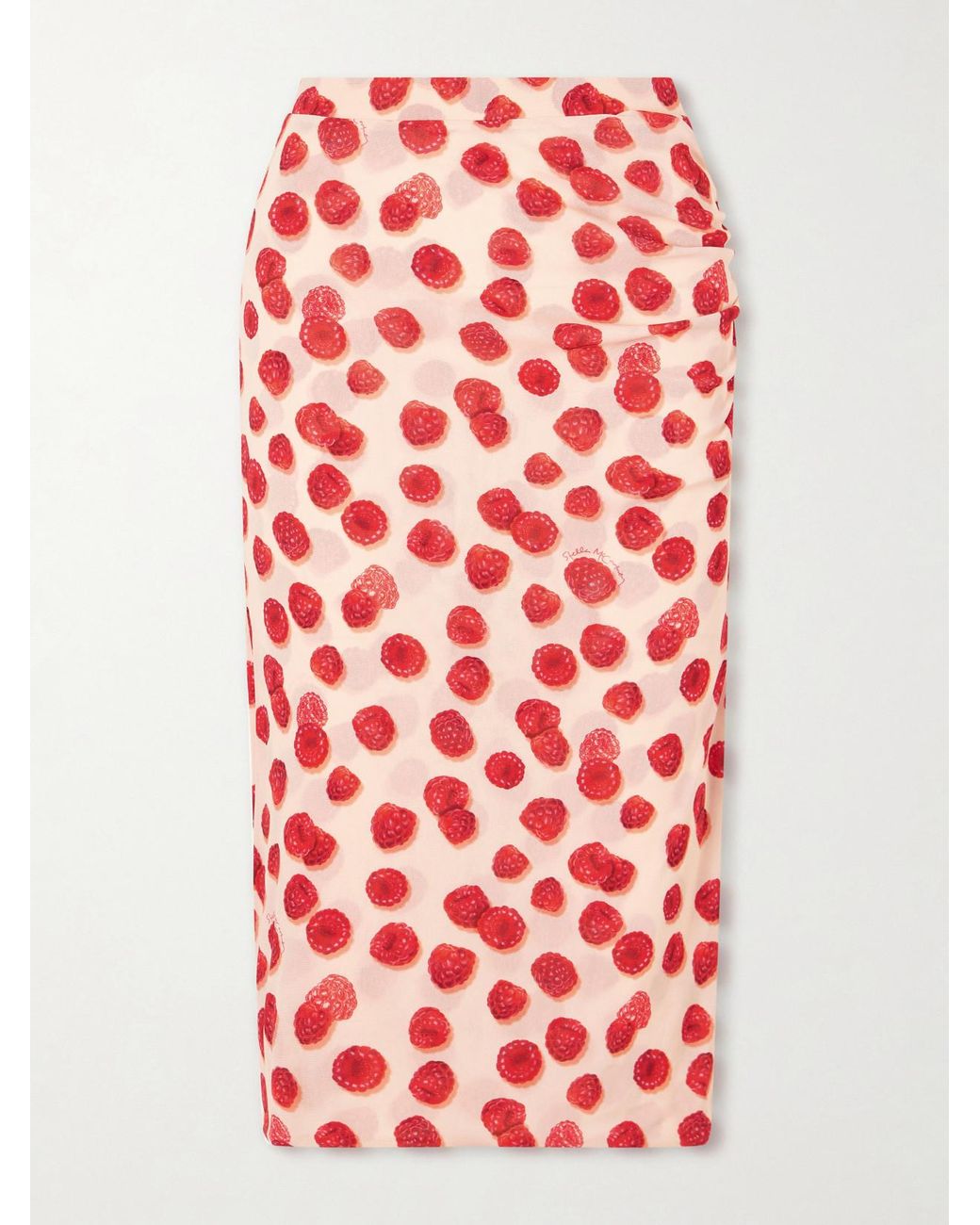 Stella McCartney Red Printed Mesh Midi Skirt
