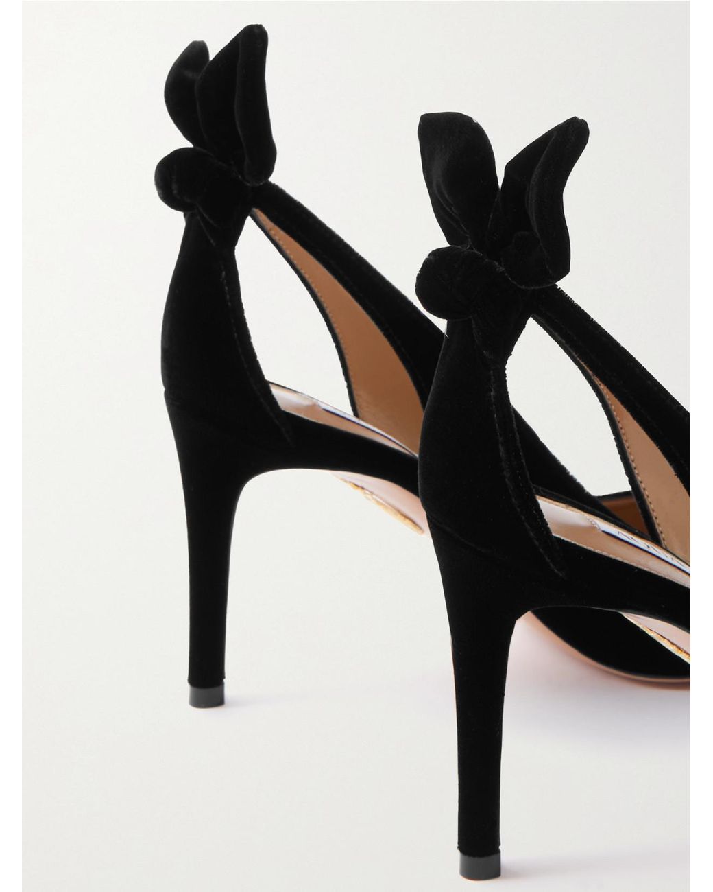 Aquazzura Black Bow Tie 85 Velvet Pumps