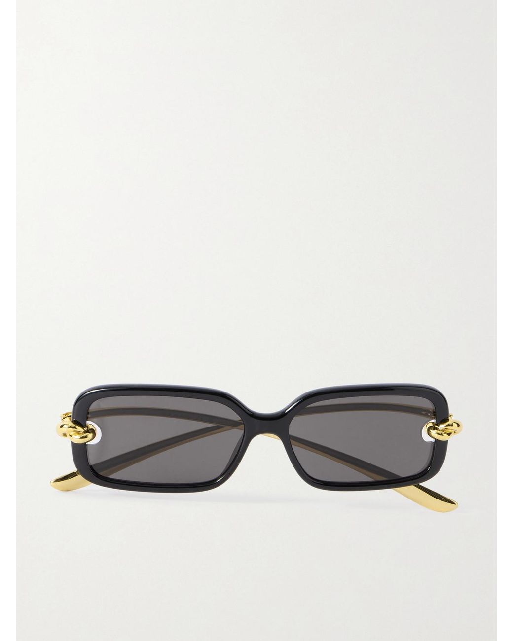 Bottega Veneta Black Knot Rectangular-Frame Acetate And-Tone Sunglasses