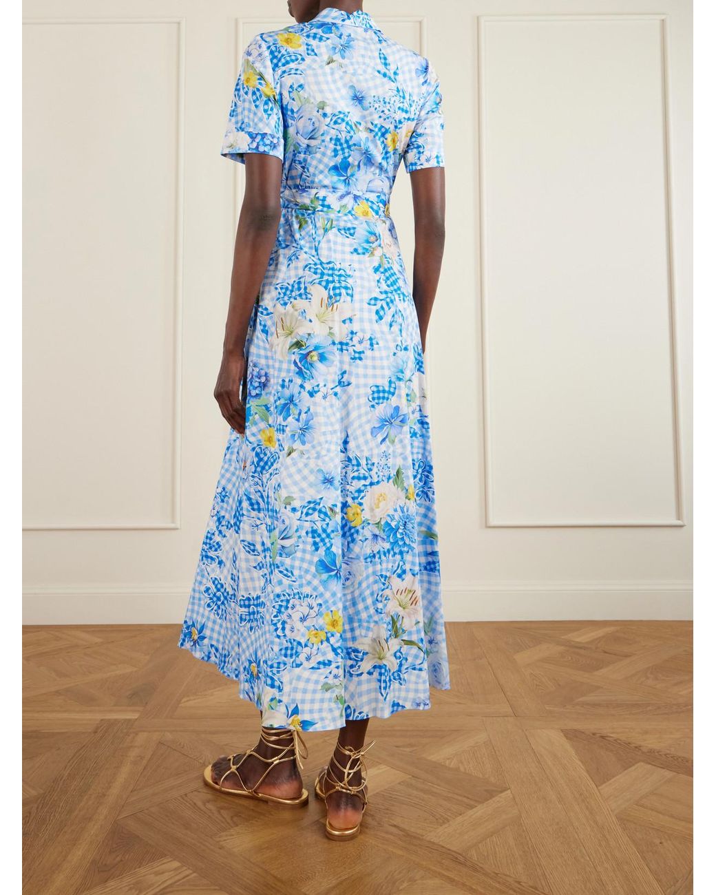 Mary Katrantzou Blue Floral Cotton-Blend Maxi Dress