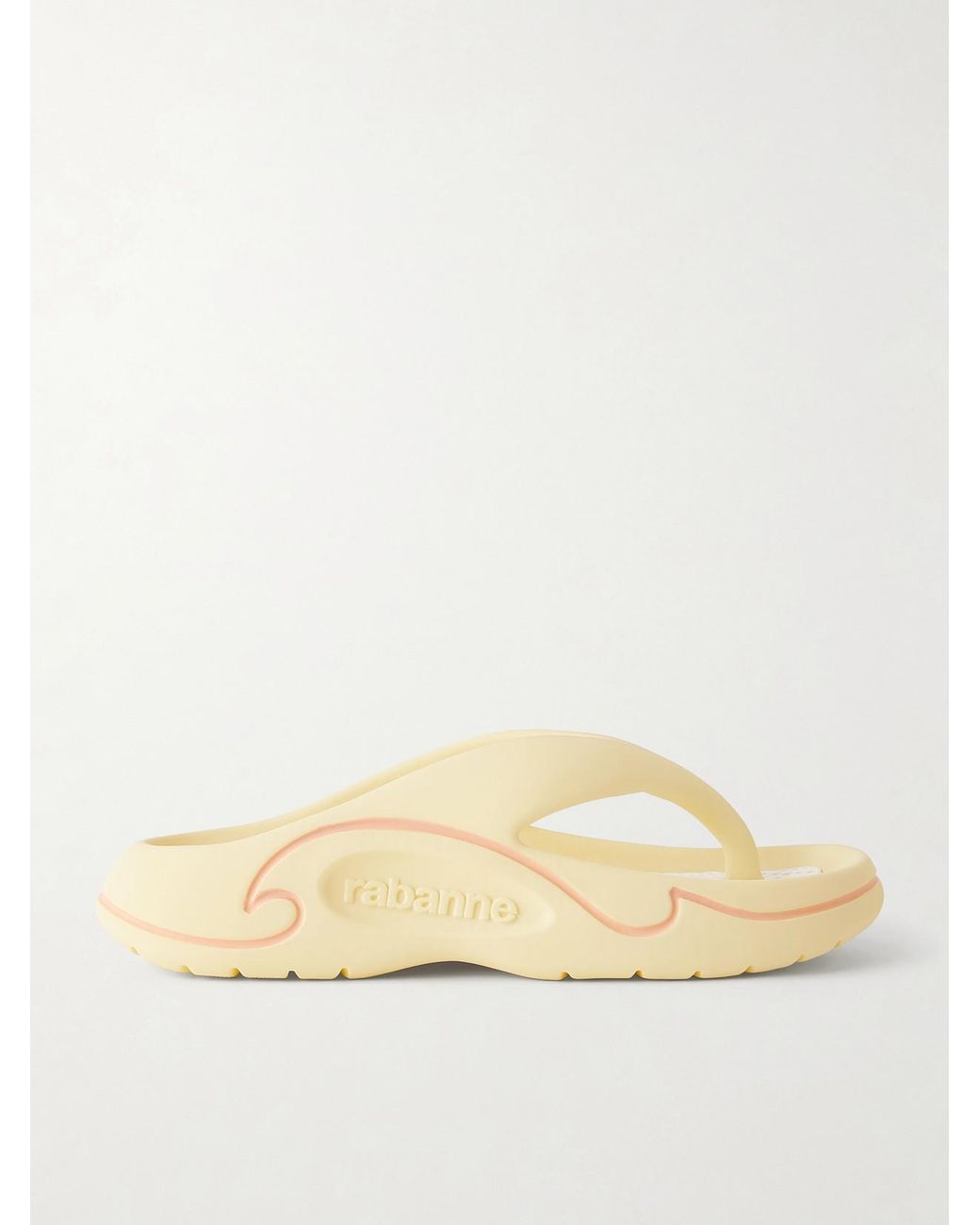 Rabanne Natural 3D Logo-Embossed Thong Sandals