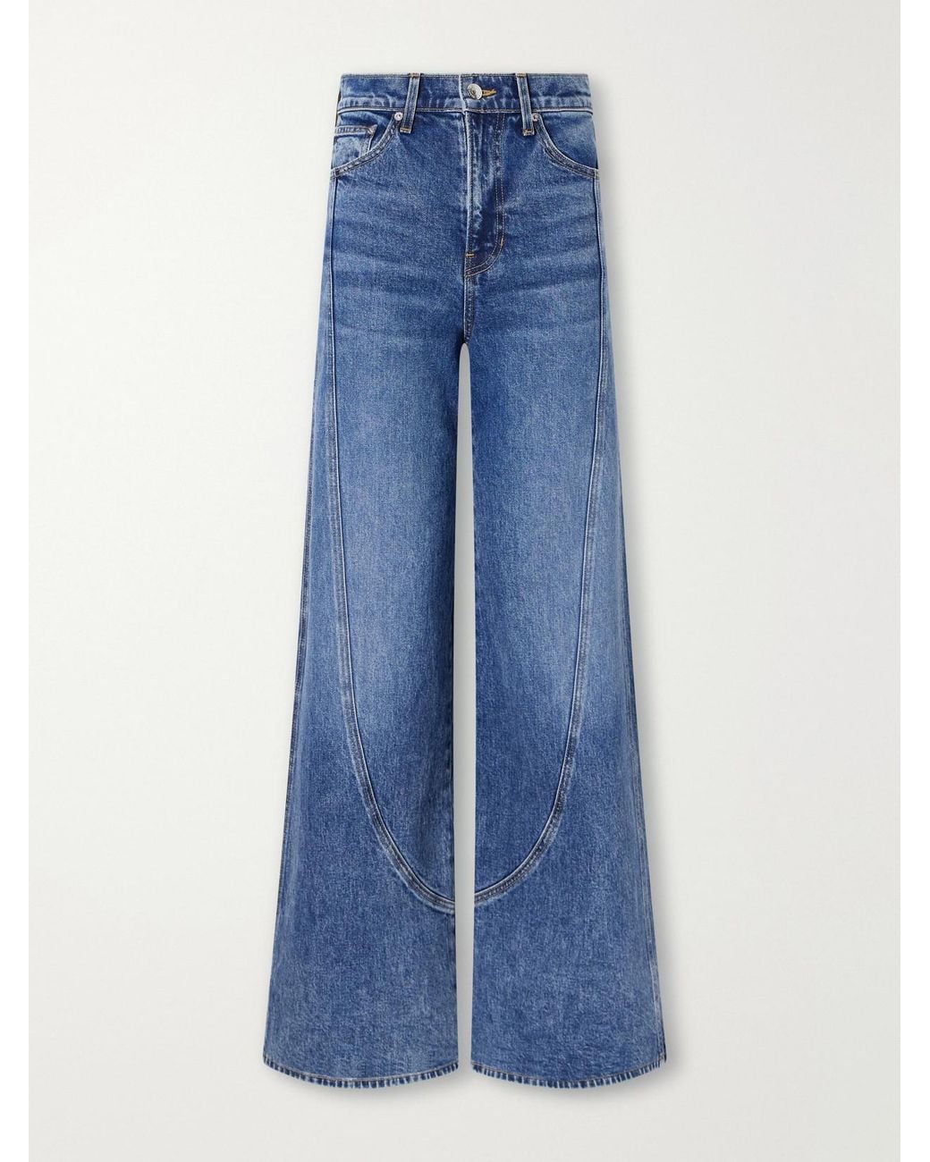 Veronica Beard Blue Taylor Mid-Rise Wide-Leg Jeans