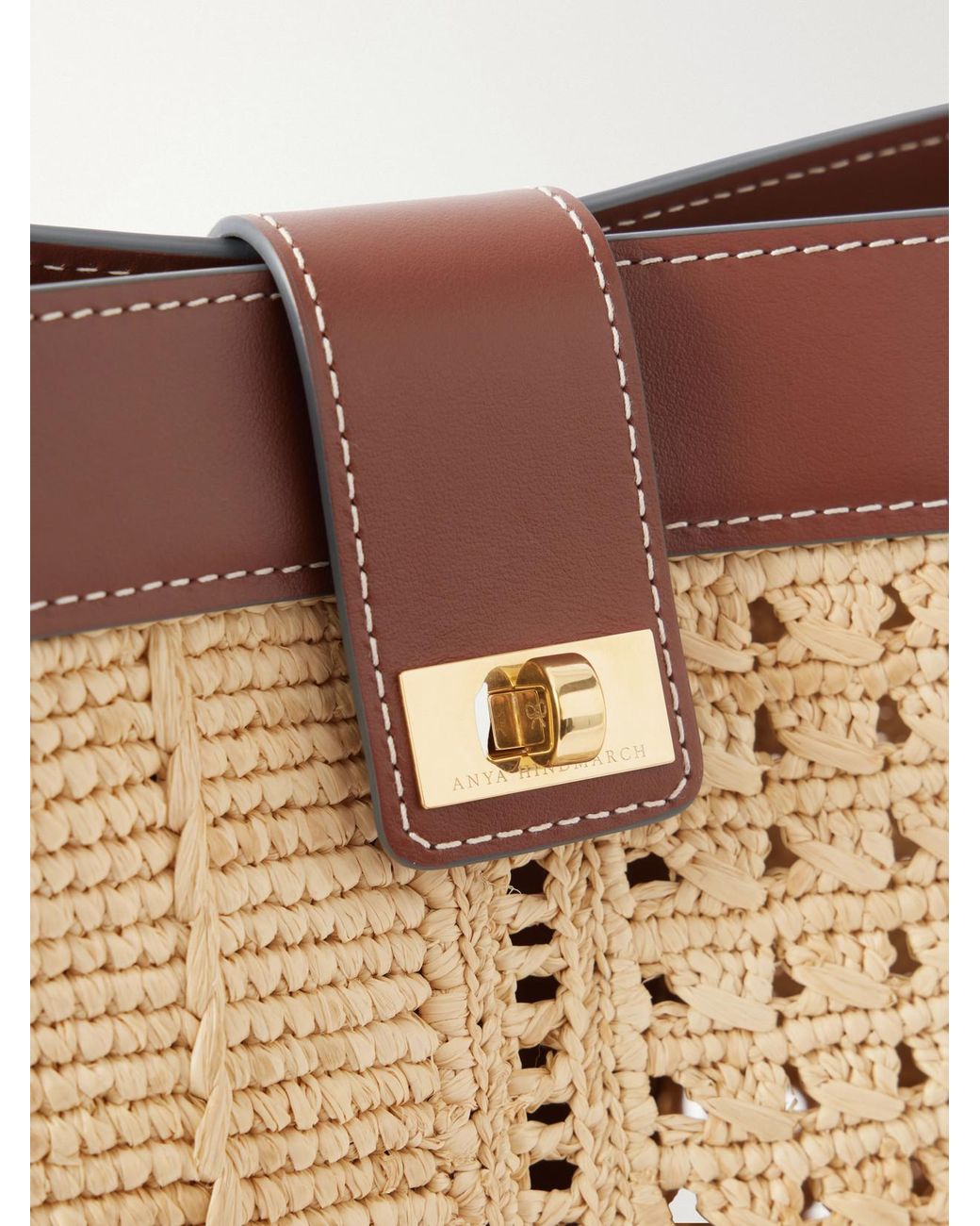 Anya Hindmarch Natural Leather-Trimmed Raffia Crossbody Bag