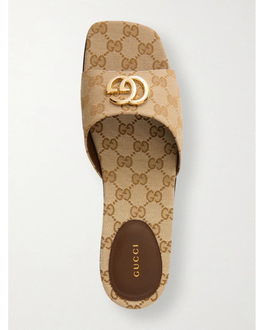 Gucci White Logo-Jacquard Sandals