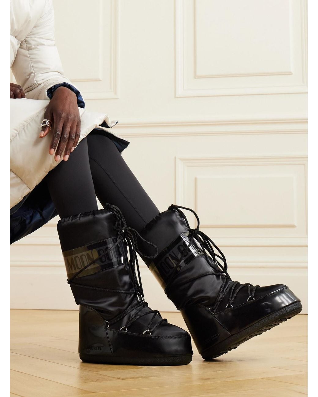 Moon Boot Black Icon Glance Logo-print Shell Boots