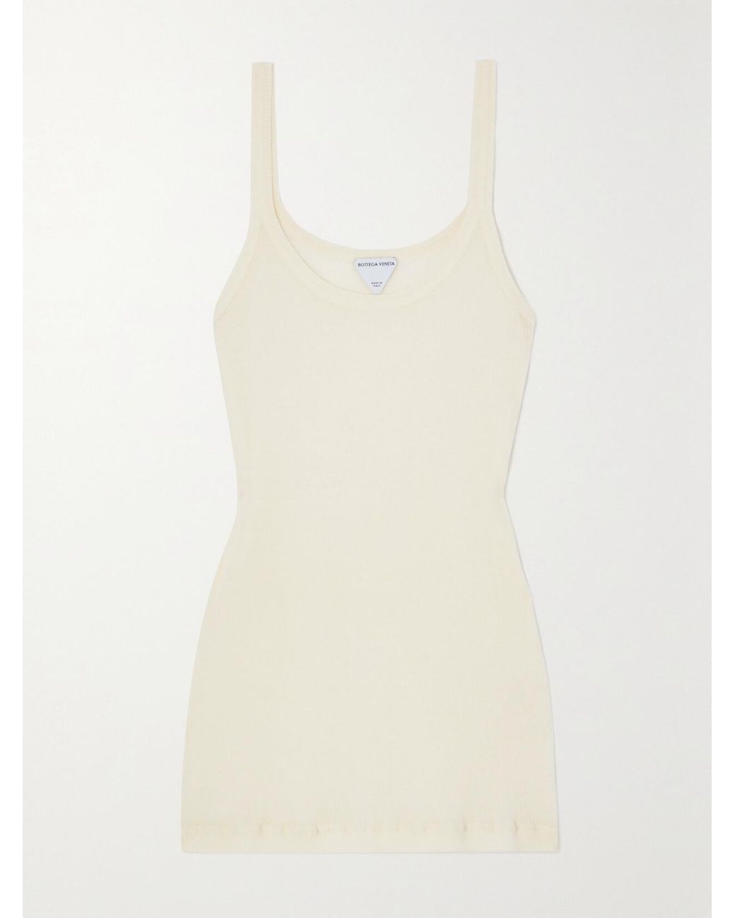 Bottega Veneta Natural Ribbed Cotton-Blend Tank