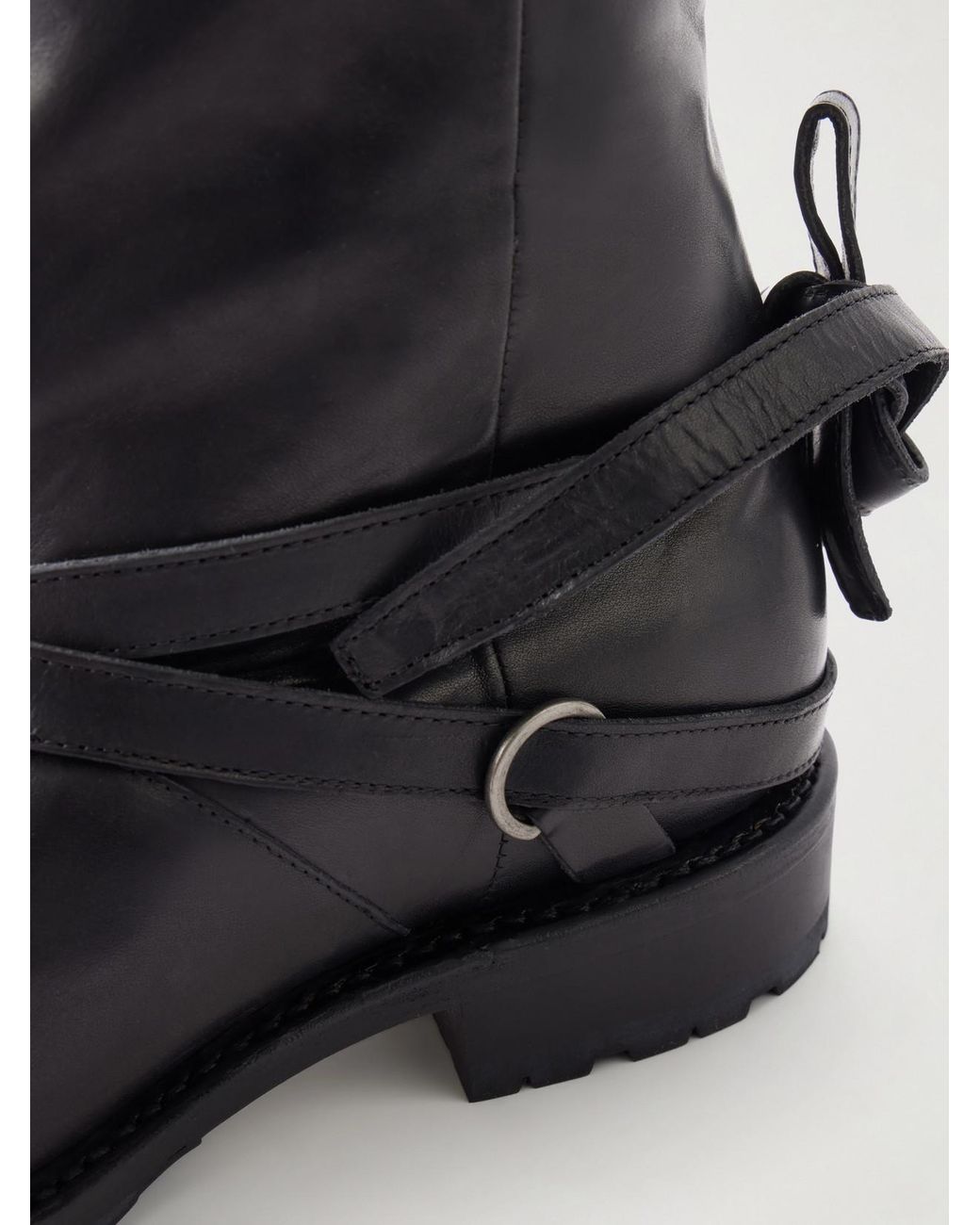 Our Legacy Black High Engine Tie-Embellished Leather Knee Boots
