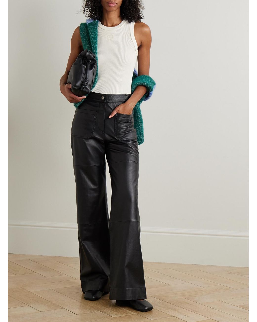 Loewe White Anagram-Embroidered Ribbed Tank
