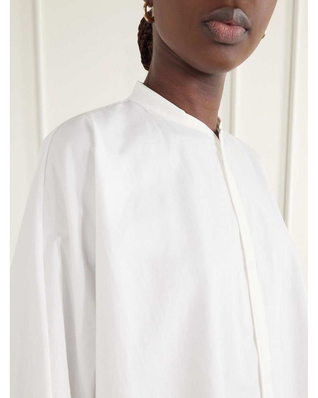 Ruohan White Kael Asymmetrical Cotton-Poplin Shirt