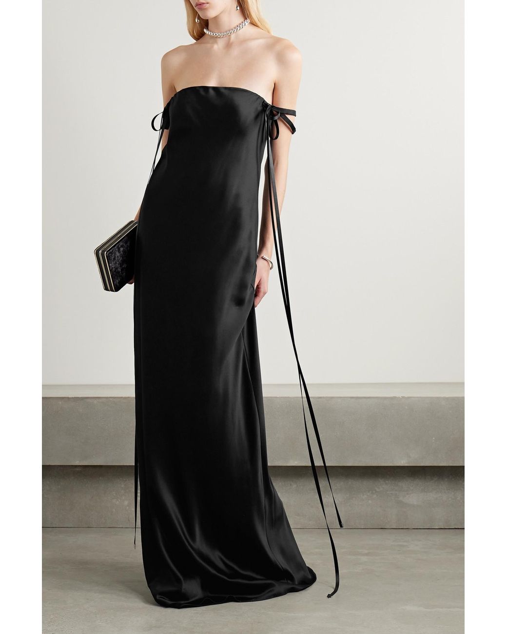 Brandon Maxwell The Emerson Tie-detailed Off-the-shoulder Silk