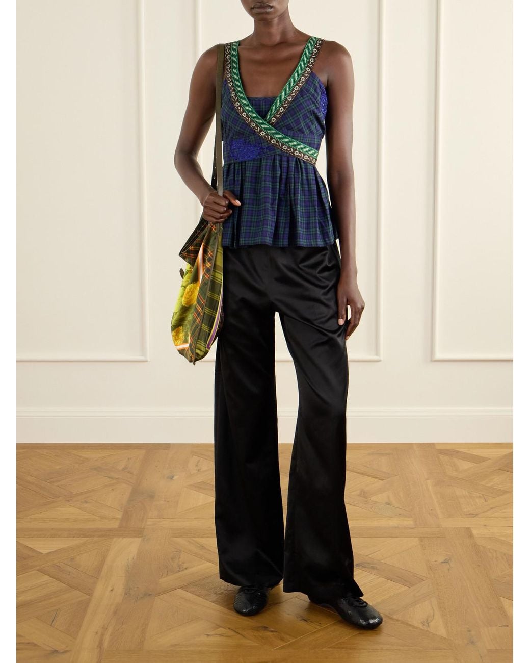 Dries Van Noten Blue Puvis Wide-Leg Satin Pants