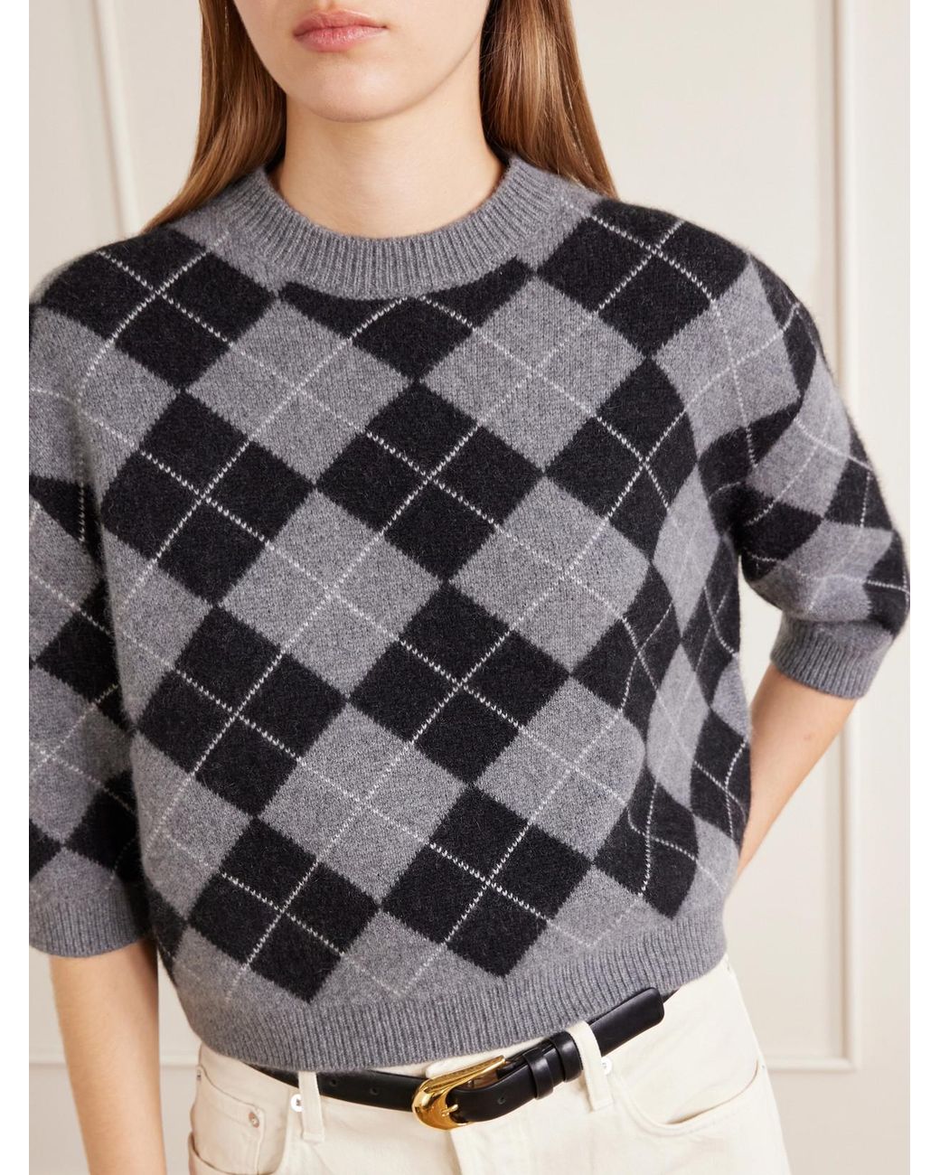 arch4 Gray Karlie Checked Cashmere Sweater