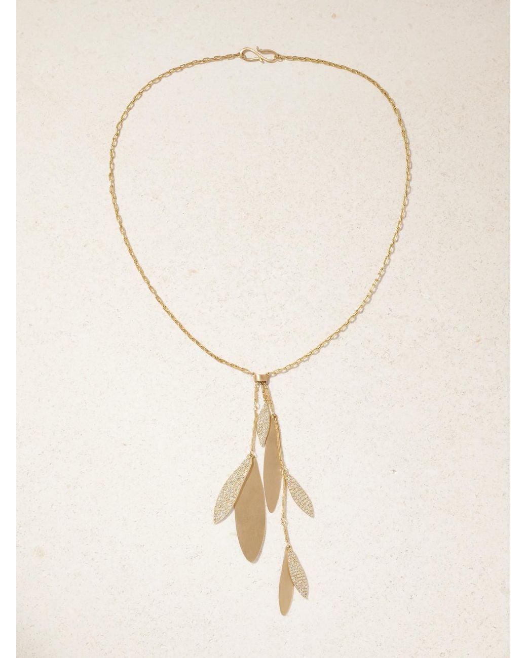 Ileana Makri Natural Falling Leaves 18-Karat Diamond Necklace