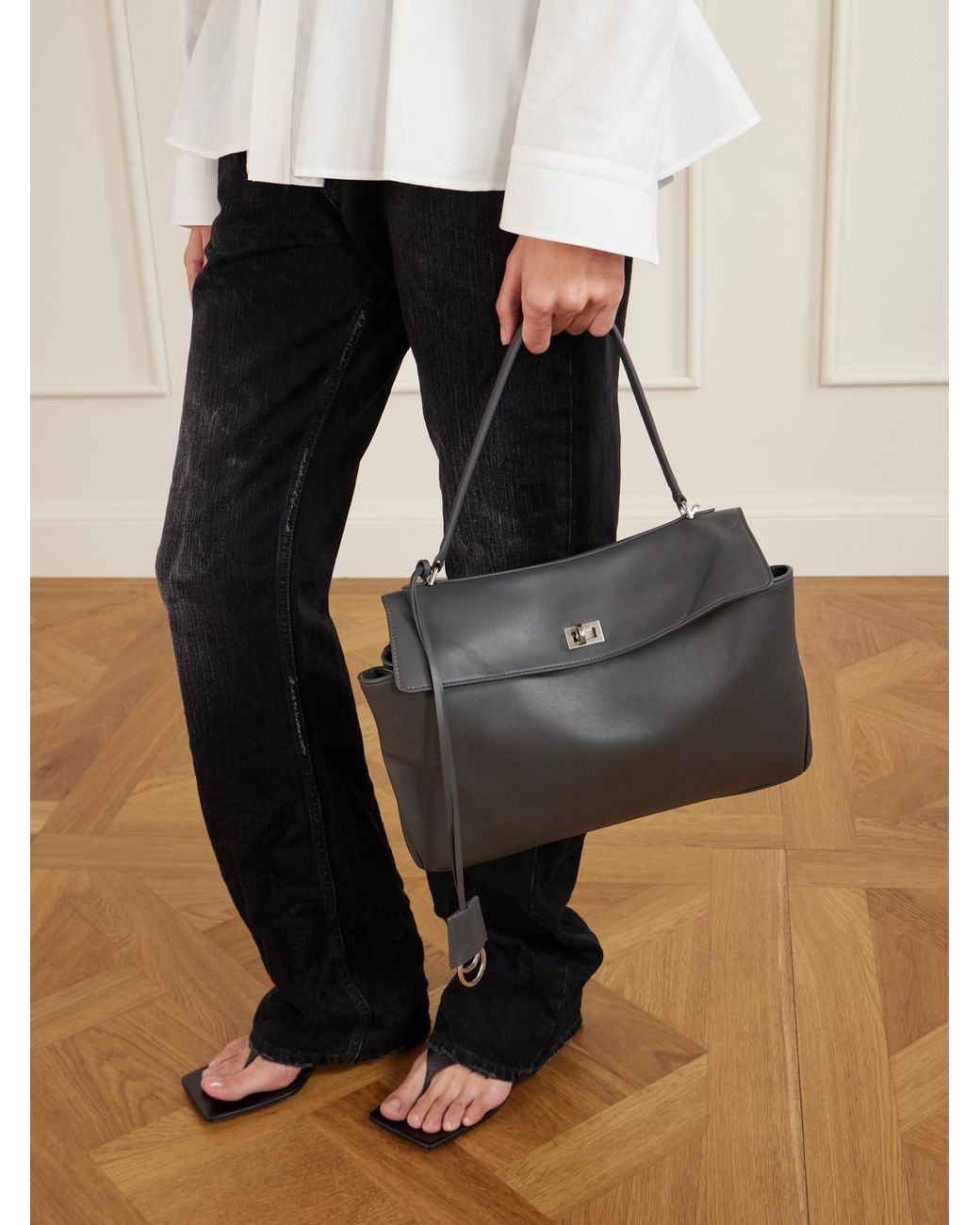 Balenciaga Black Rodeo Medium Leather Shoulder Bag