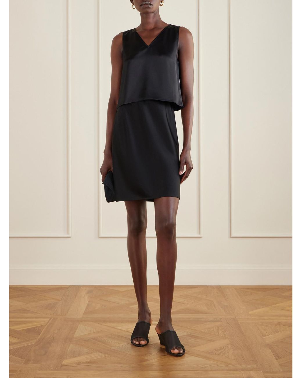 Leset Black Barb Satin Tank Top